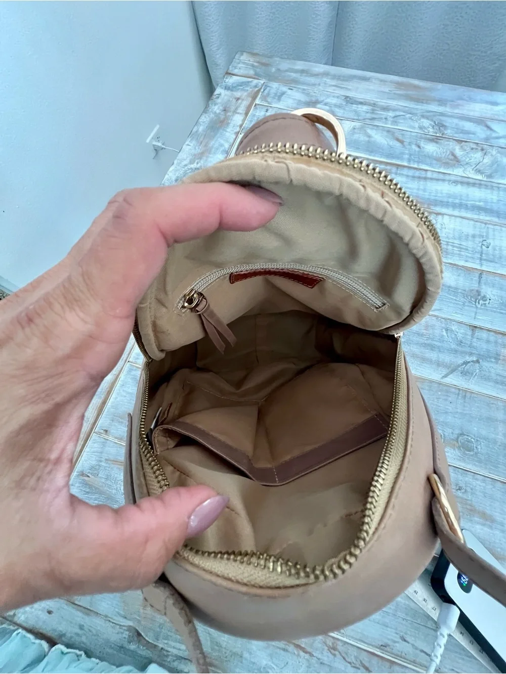 German Patiño Colombian Leather Backpack | Genuine Leather | Taupe Blush | Handm